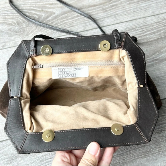 Vintage High Fashion Croc Patent Leather Suede  Leather Crossbody Clutch - Picture 9 of 15